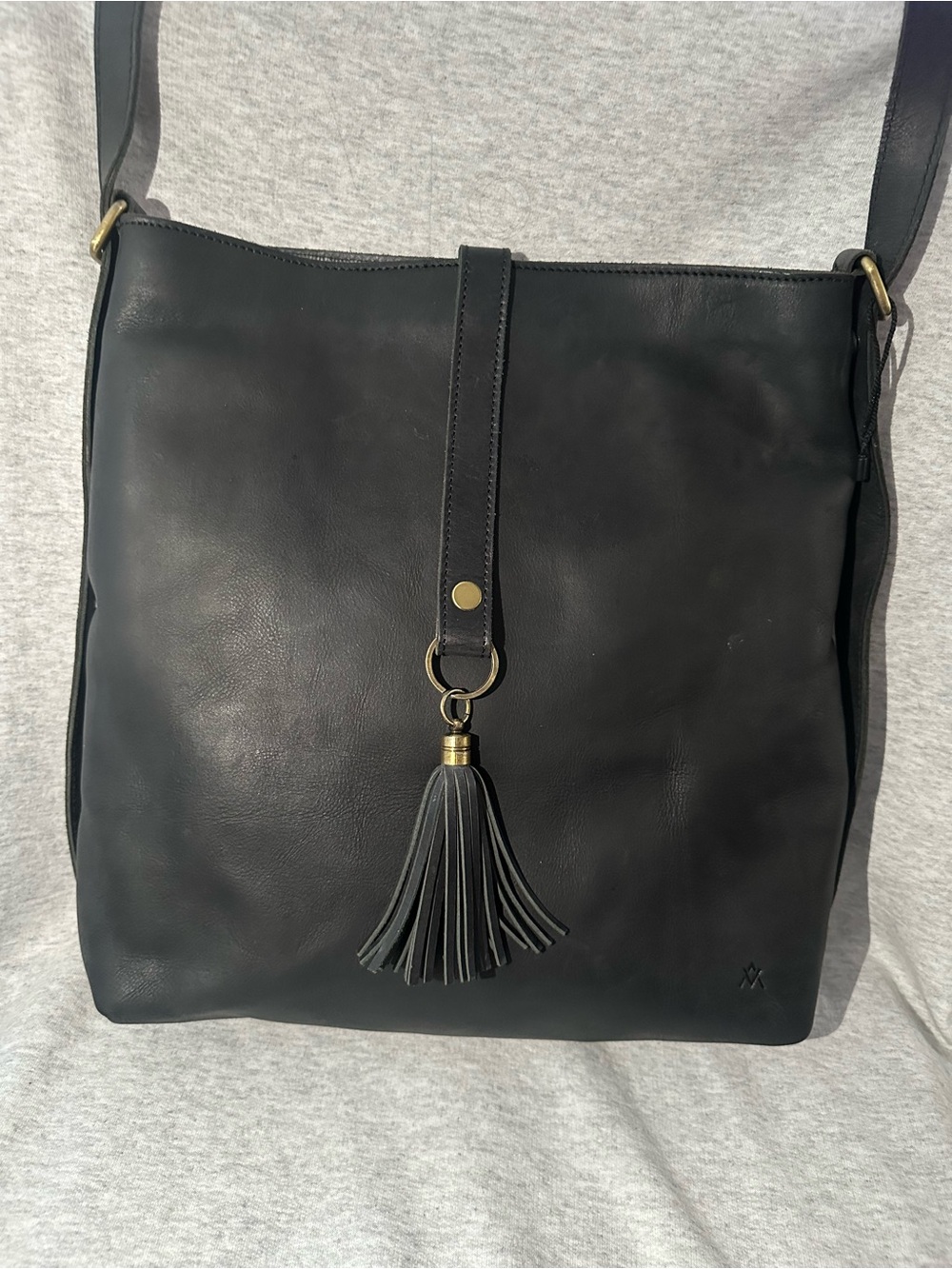 Black Leather Tassel Crossbody Shoulder Backpack Bag